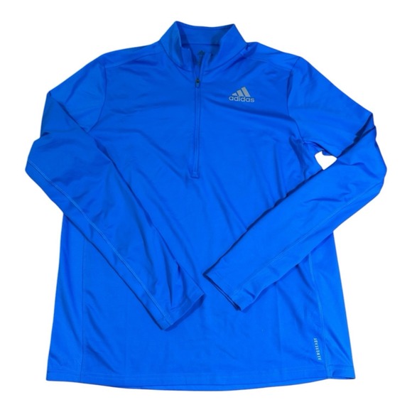 ADIDAS | OWN THE RUN 1/2 ZIP LONG‎ SLEEVE TEE - Men Size MediumBlue Rush HB7436. - Picture 1 of 7